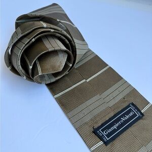 Vintage Giampiero Valenti Tan  Brown Striped Men's Tie